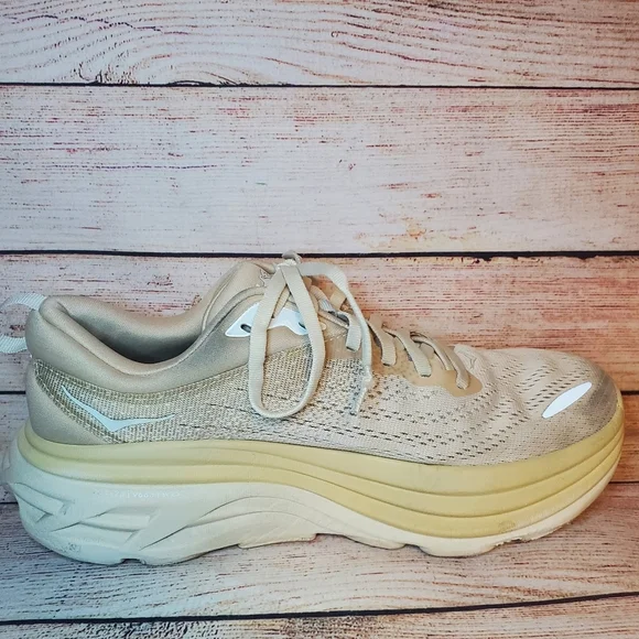 Hoka Womens 8B Bondie 8 Shifting Sand/Eggnog Athletic Running Shoes Sneakers - Picture 7 of 11